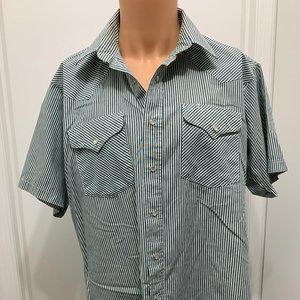 Ruddock Men's Western striped Shirt Pearl Snap XL